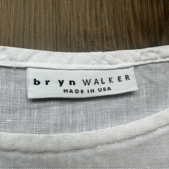 BRYN WALKER Artist Oversized Linen Top White XS Long Sleeves Blouse Button USA - Picture 2 of 8